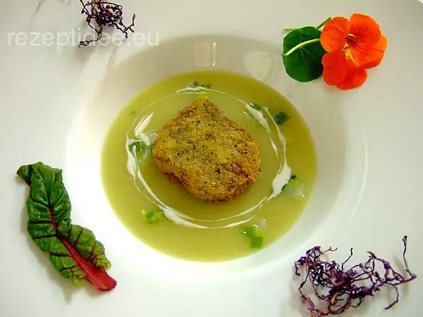 Lauch-Kartoffelcremesuppe mit frittierter Kalbszunge